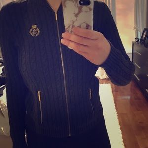 Long sleeve knit Ralph Lauren grey zip top